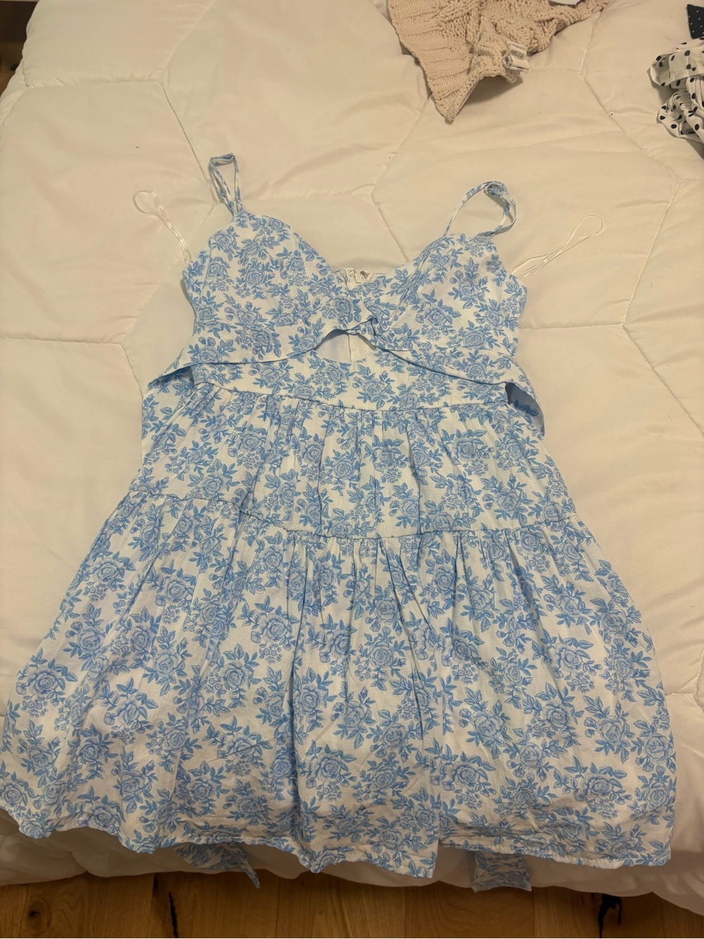Blue & White Floral Cutout Sundress